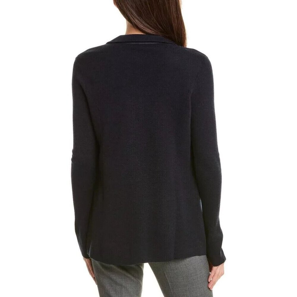 Bruno Magli Womens XS 100% Merino Wool Navy Blue Sweater Cardigan Blazer NEW - Picture 2 of 2